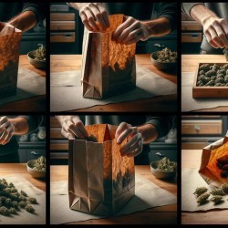 cannabis drying in paper bag